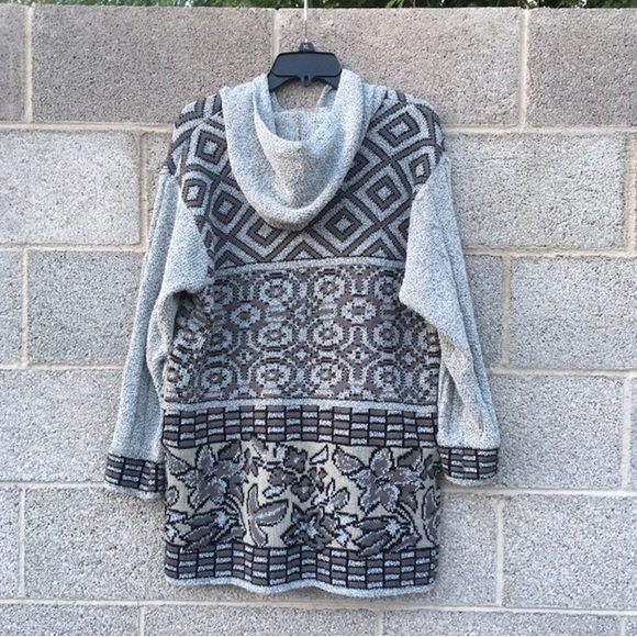 Violet Knitting Collections Sweater Button Down Hooded Free Size - Picture 10 of 11